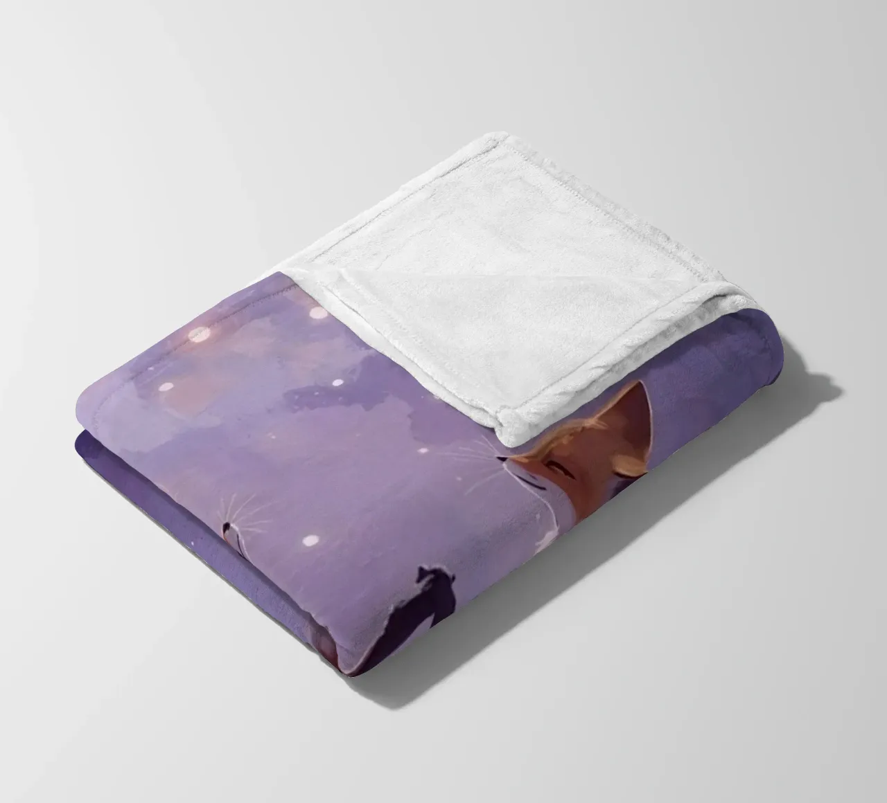 Two Foxes Floating in Space fleece blanket by DesignDoodle
