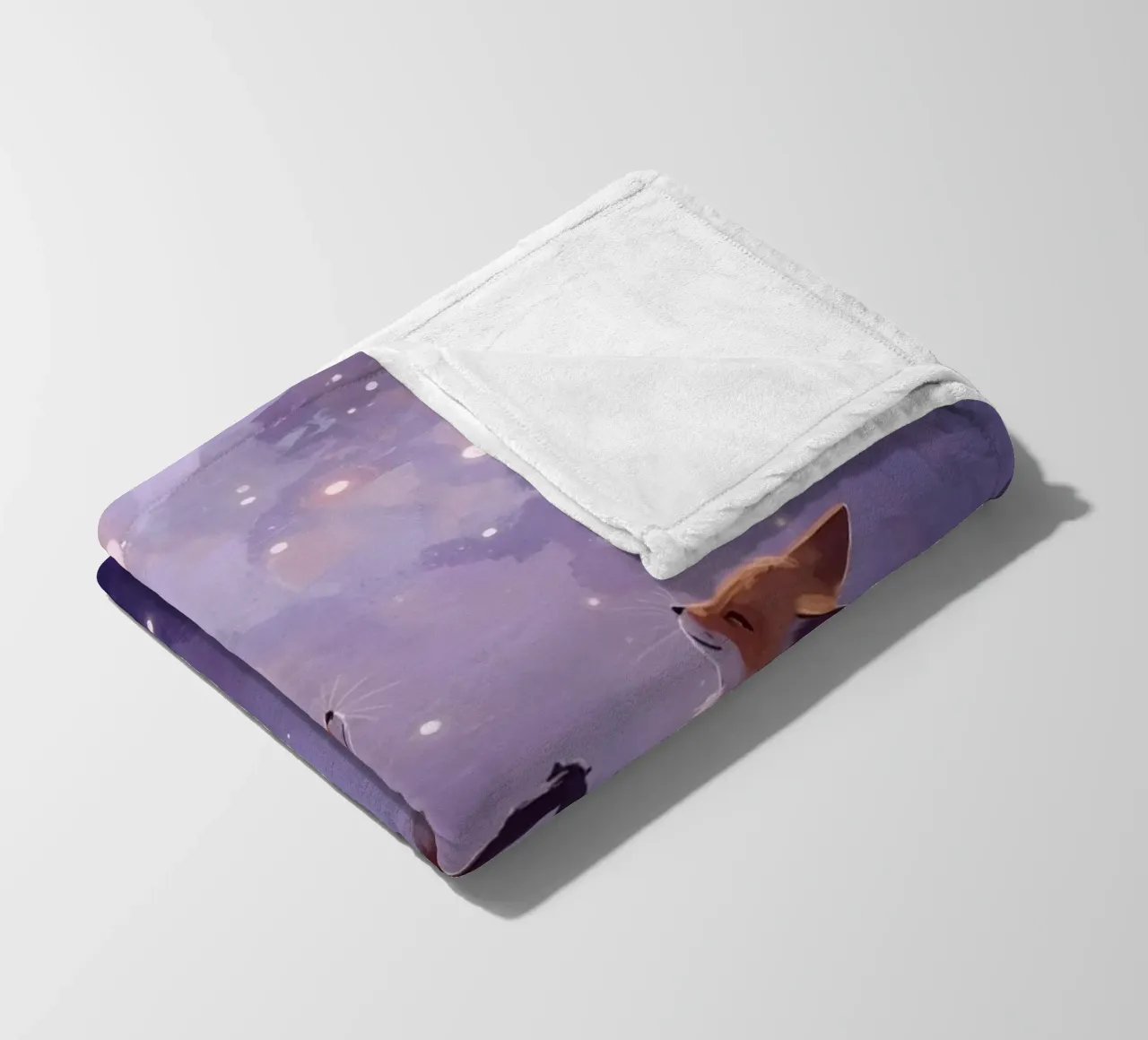 Two Foxes Floating in Space fleece blanket by DesignDoodle