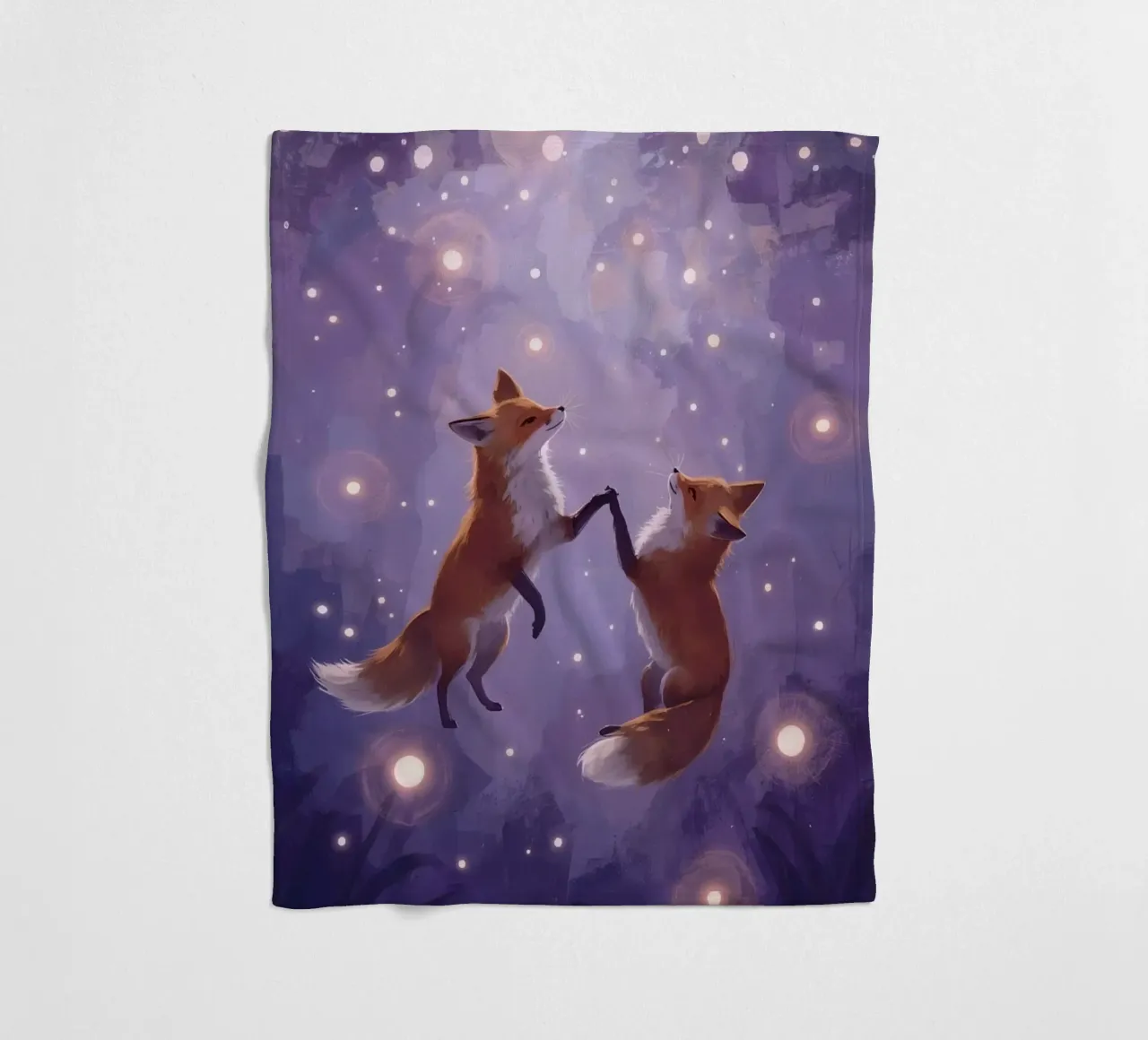 Two Foxes Floating in Space fleece blanket by DesignDoodle