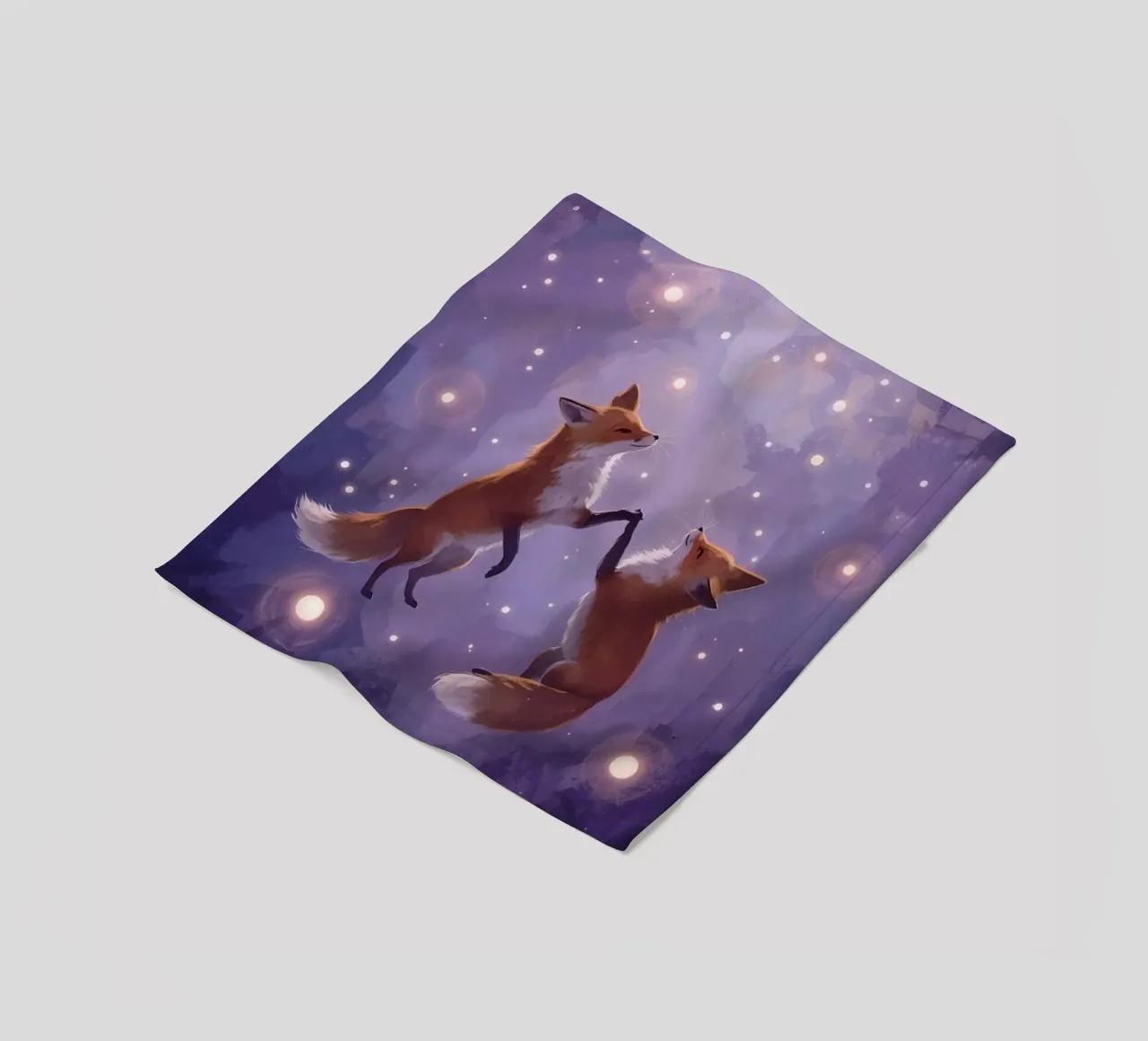 Two Foxes Floating in Space fleece blanket by DesignDoodle