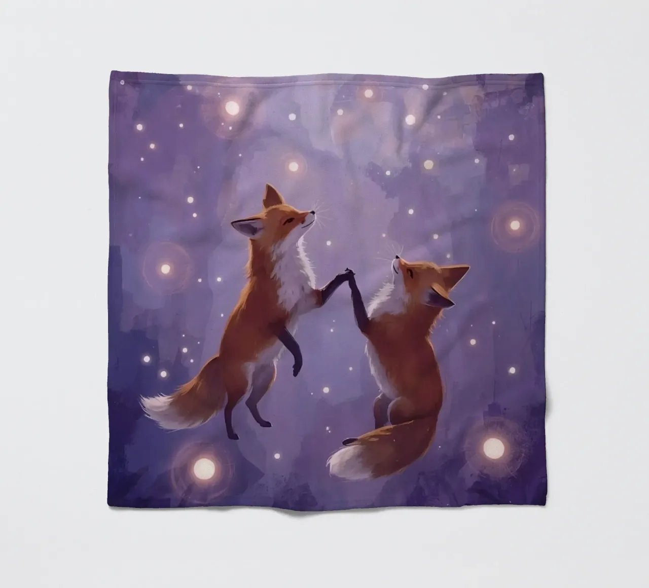 Two Foxes Floating in Space fleece blanket by DesignDoodle
