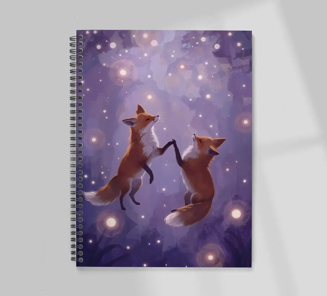 Two Foxes Floating in Space spiral notebook by DesignDoodle