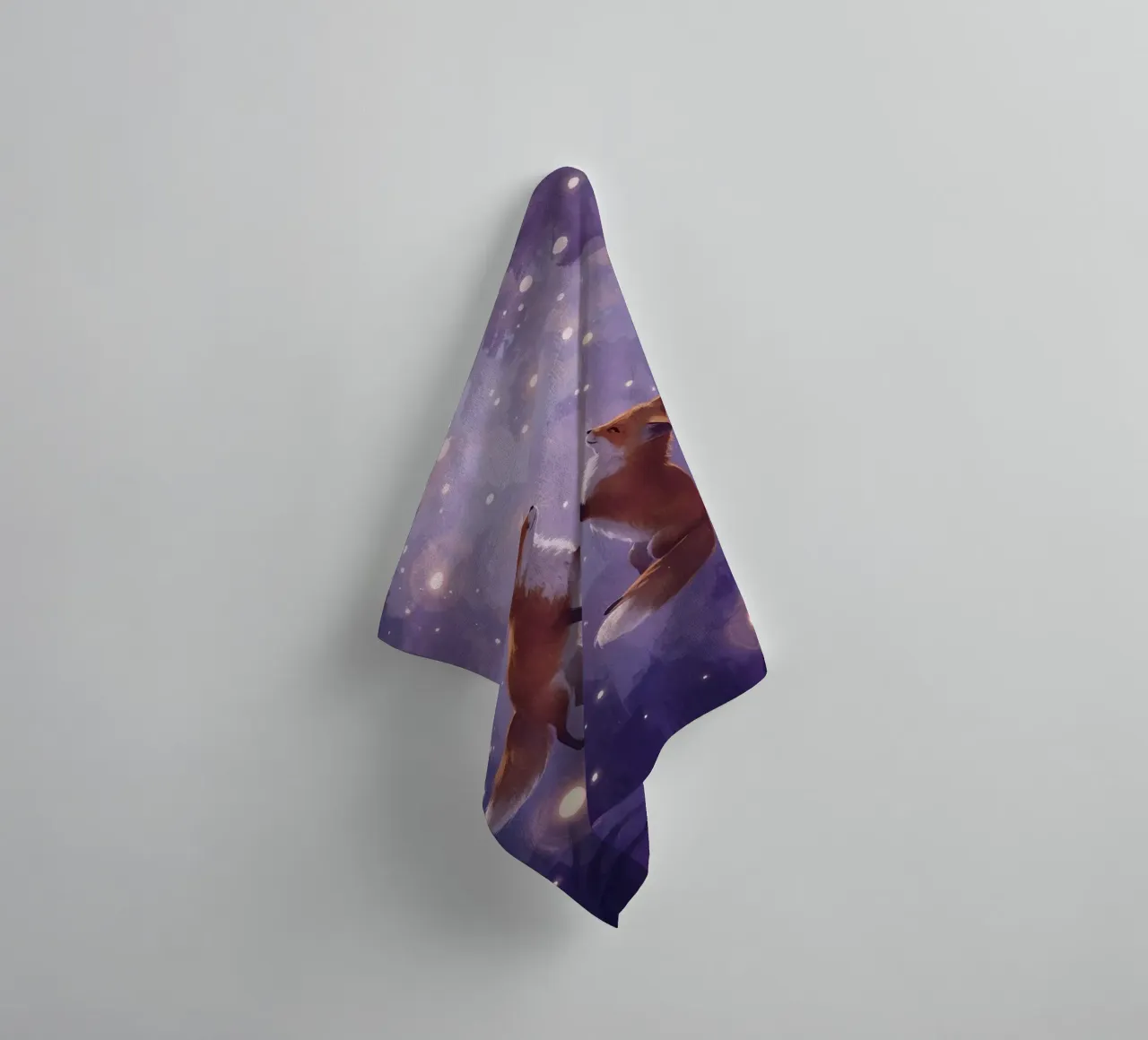 Two Foxes Floating in Space towel by DesignDoodle