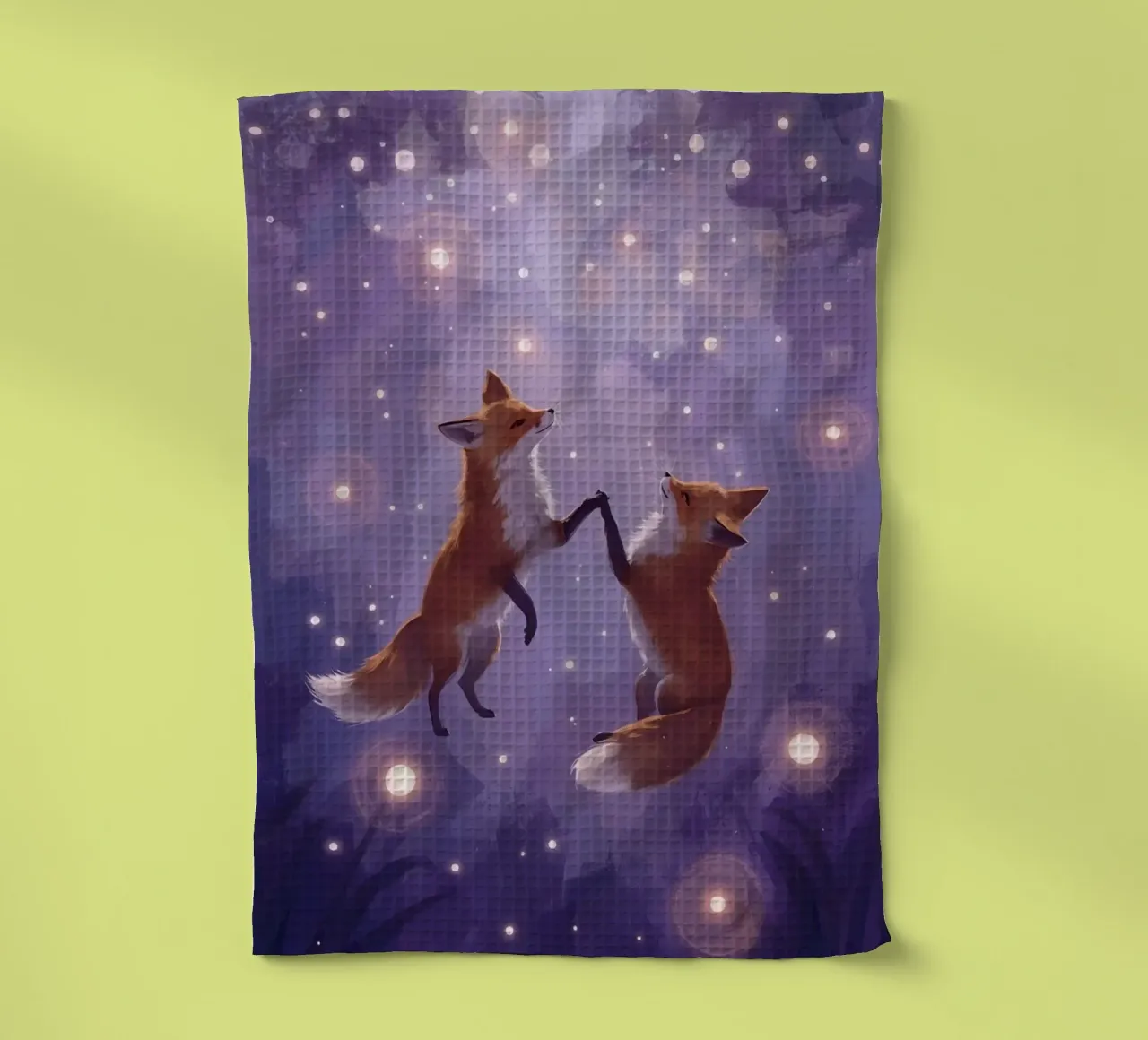 Deux renards flottant dans l'espace torchon de DesignDoodle