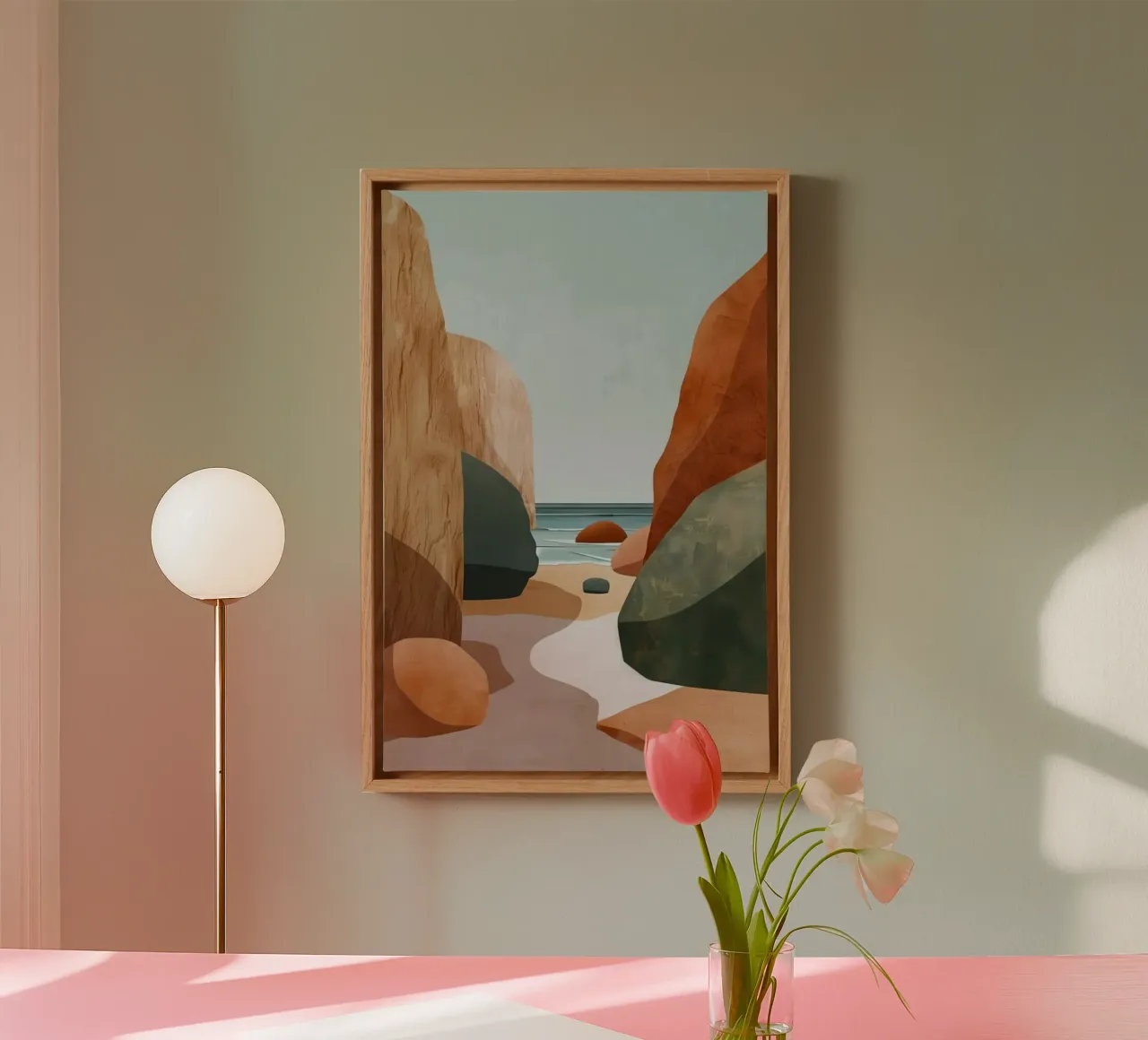 rock and beach canvas met Baklijst van kichin