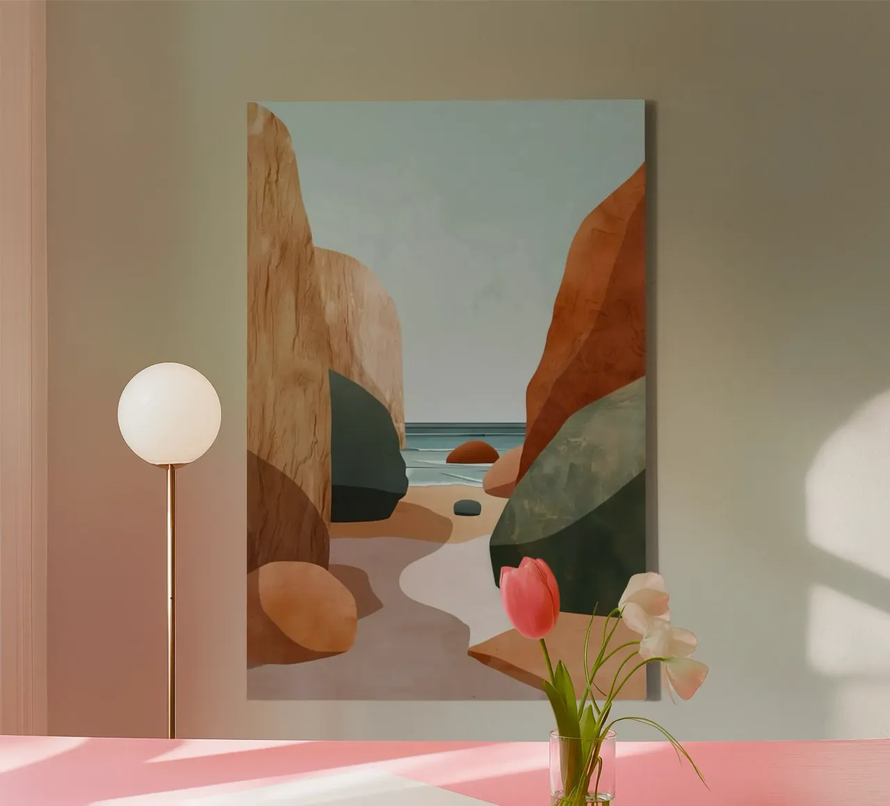 rock and beach canvas met Baklijst van kichin