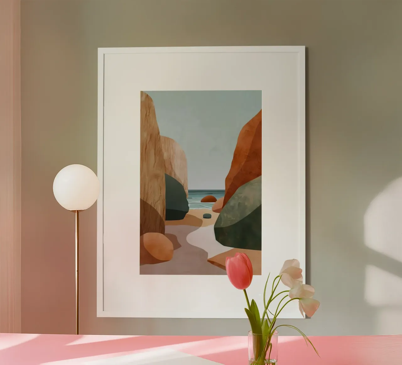 rock and beach poster con telaio in legno da kichin