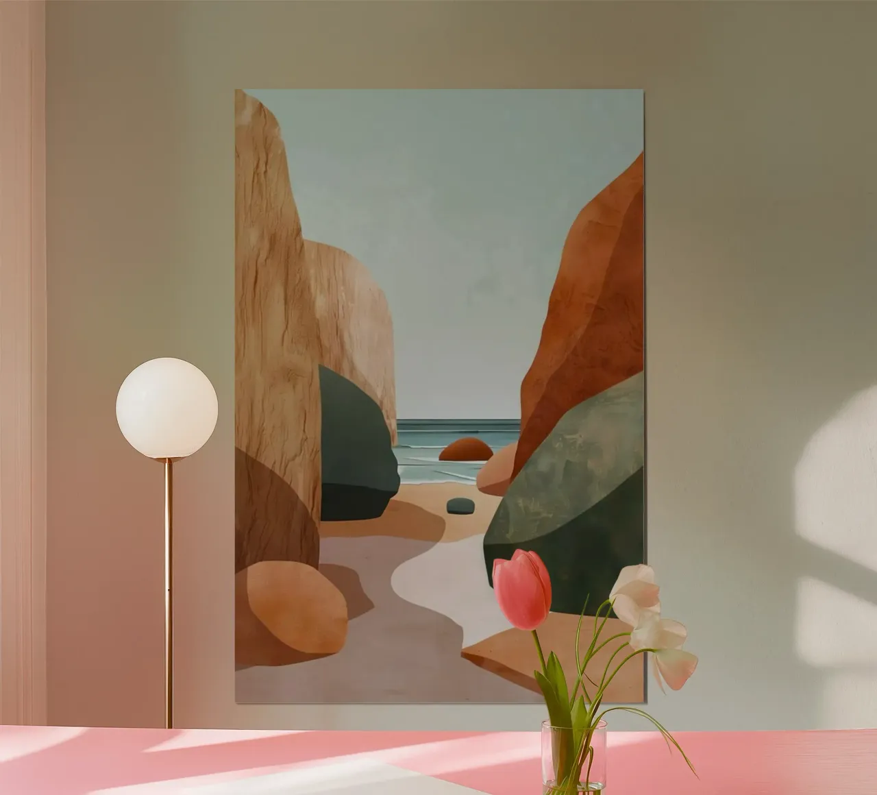 rock and beach poster con telaio in legno da kichin