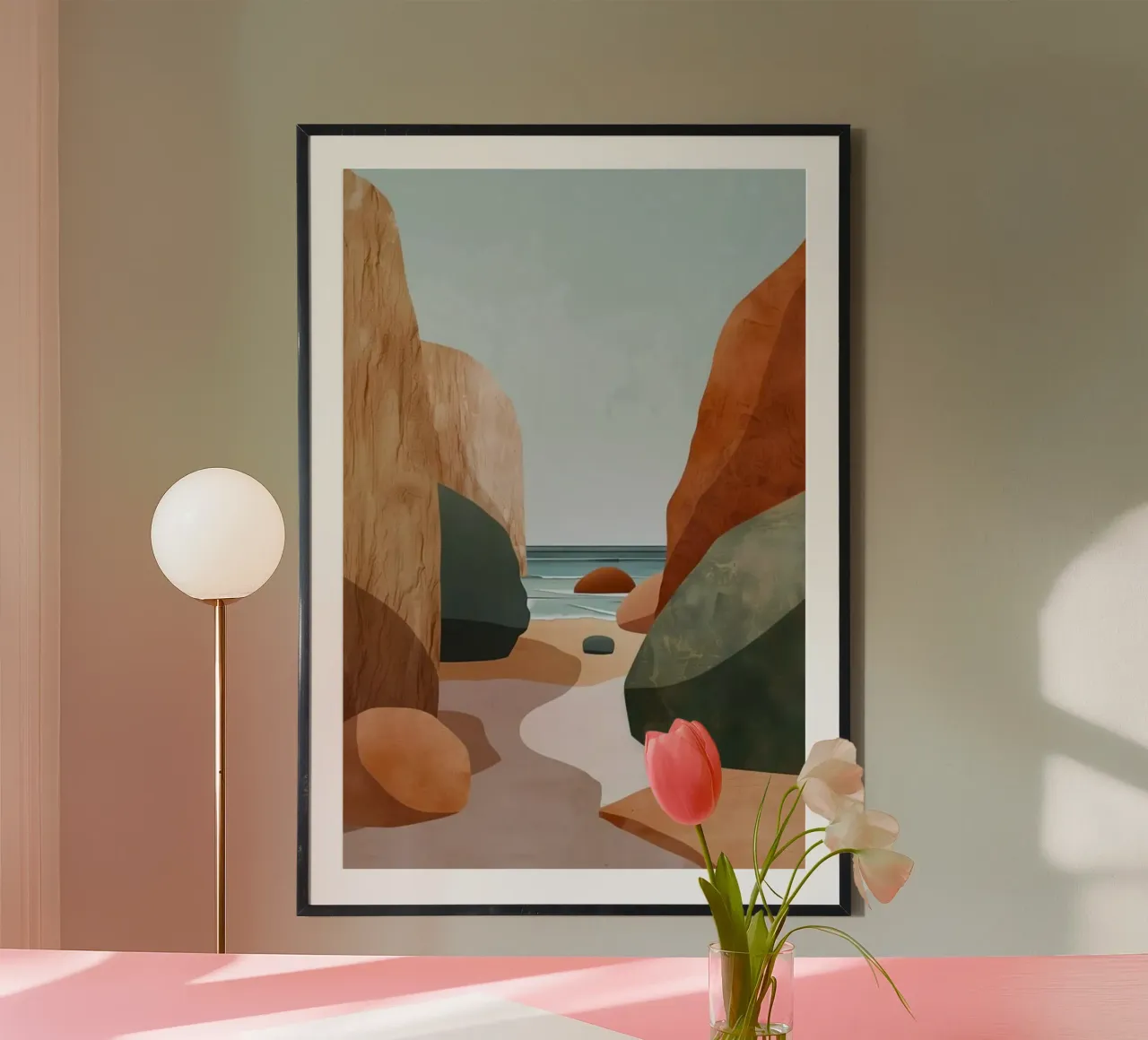 rock and beach poster con telaio in legno da kichin