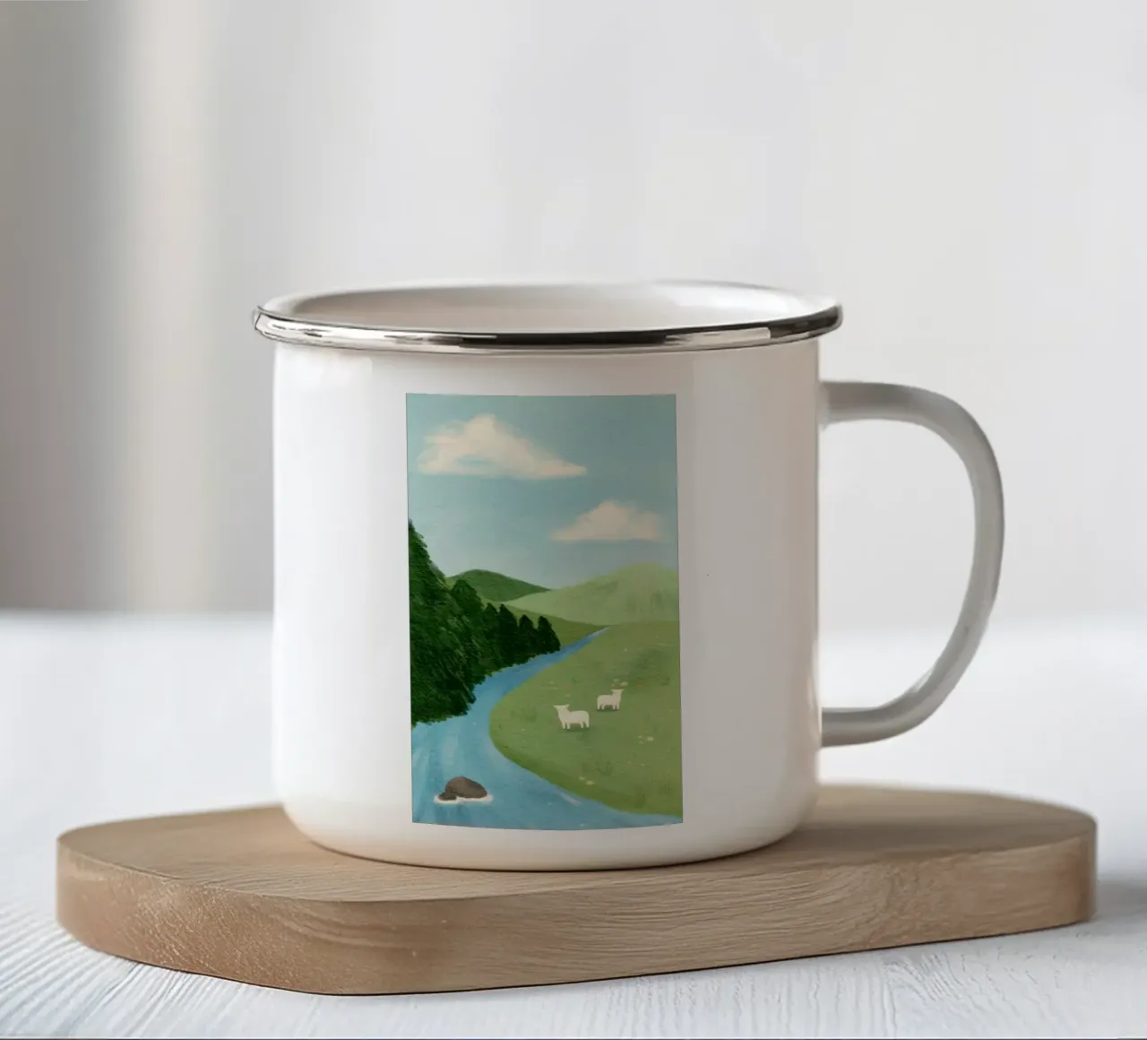 calm sunshine sheep tazza in smalto da carsa
