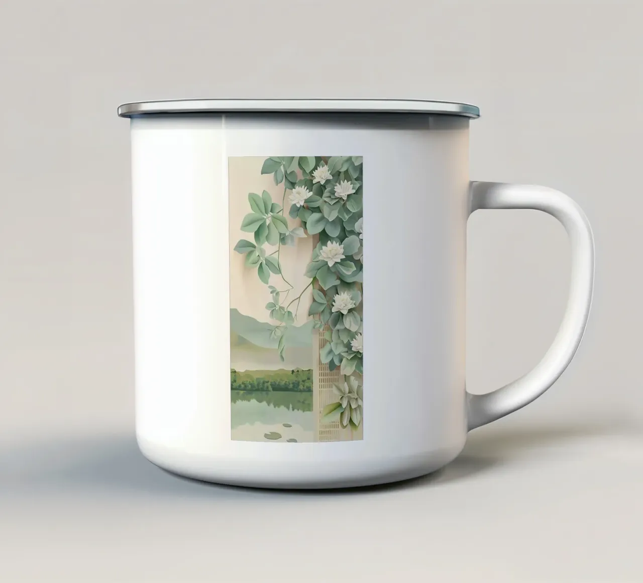 the calm tree on wall tazza in smalto da carsa