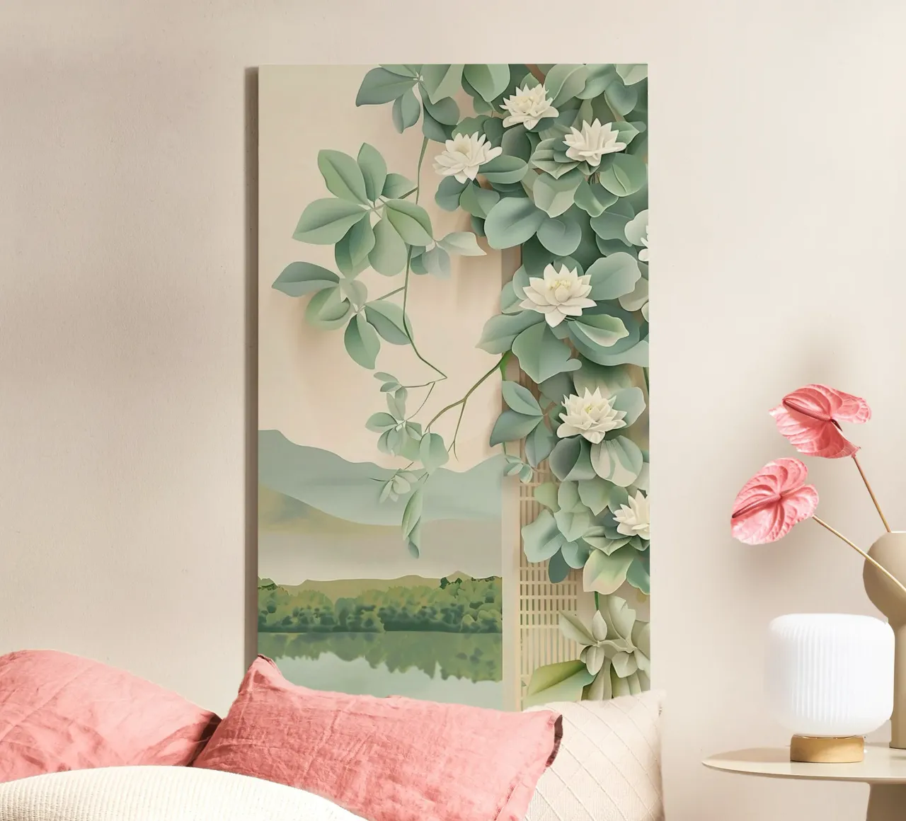 the calm tree on wall canvas with Floater frame by carsa