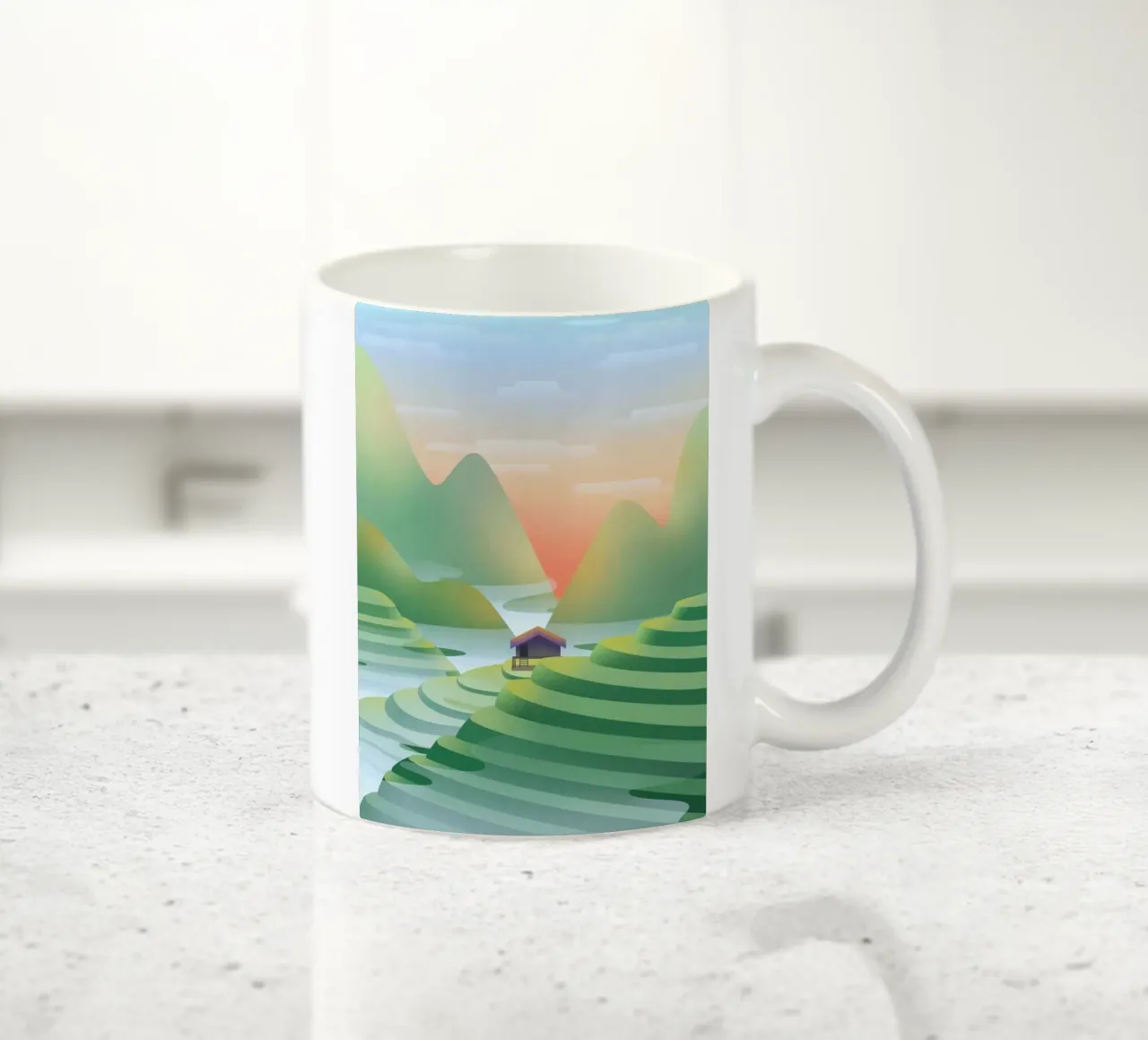 calm field on mountain tazza in ceramica da kichin