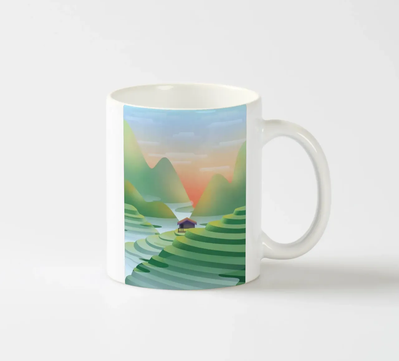 calm field on mountain tazza in ceramica da kichin