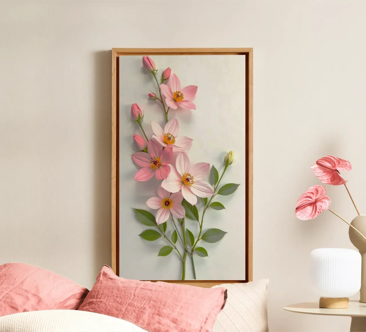 calm flower tela con Cornice a cassetta da kichin