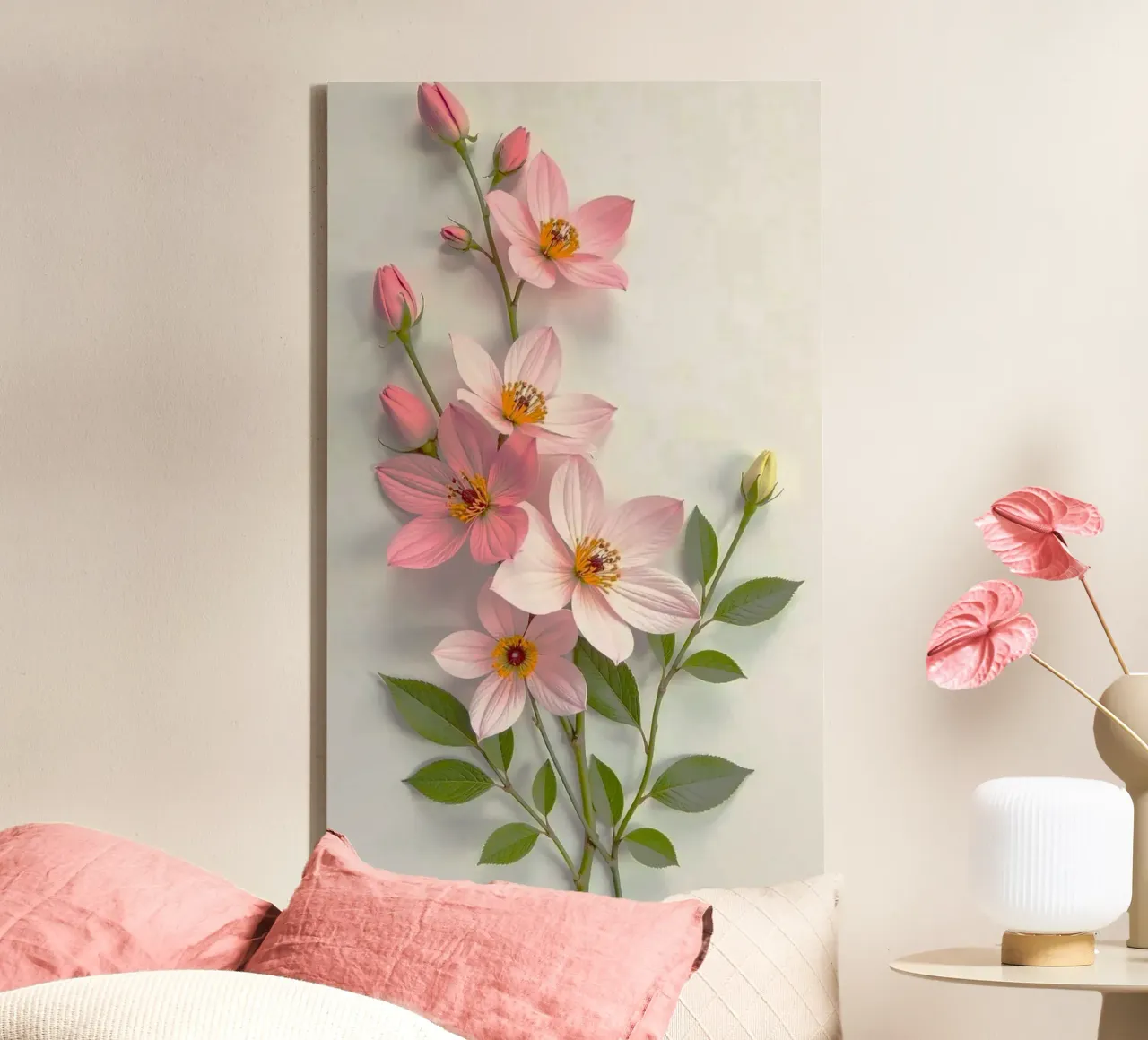 calm flower tela con Cornice a cassetta da kichin