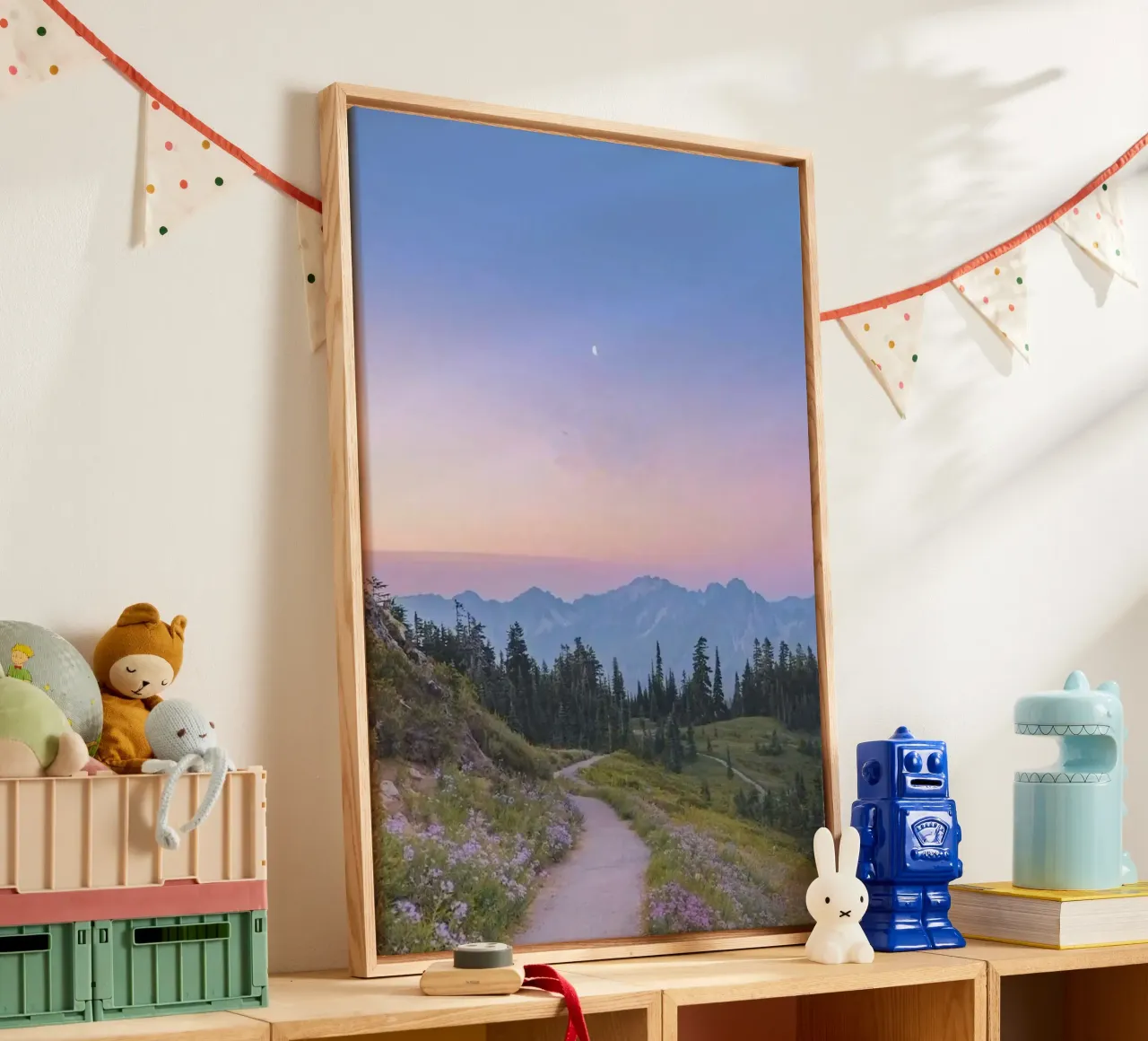 calm sunset forest canvas met Baklijst van lifeline