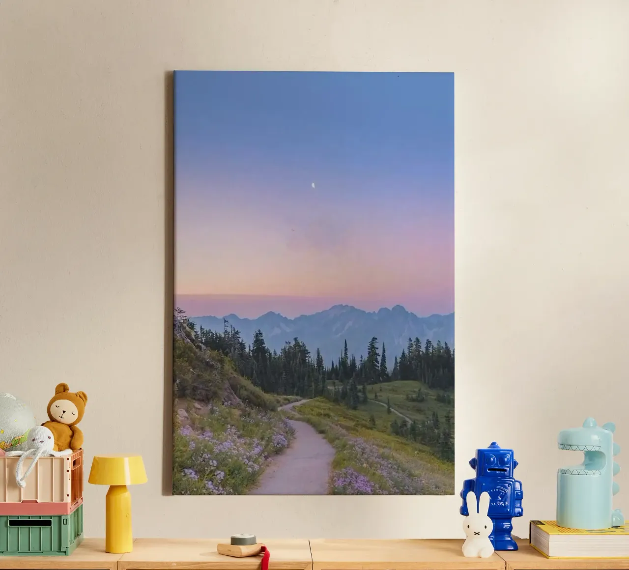 calm sunset forest canvas met Baklijst van lifeline