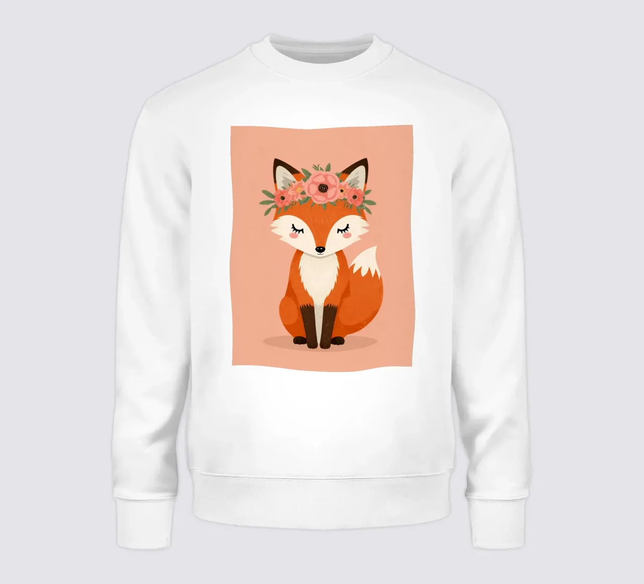 Volpe felice con corona floreale felpa da DesignDoodle
