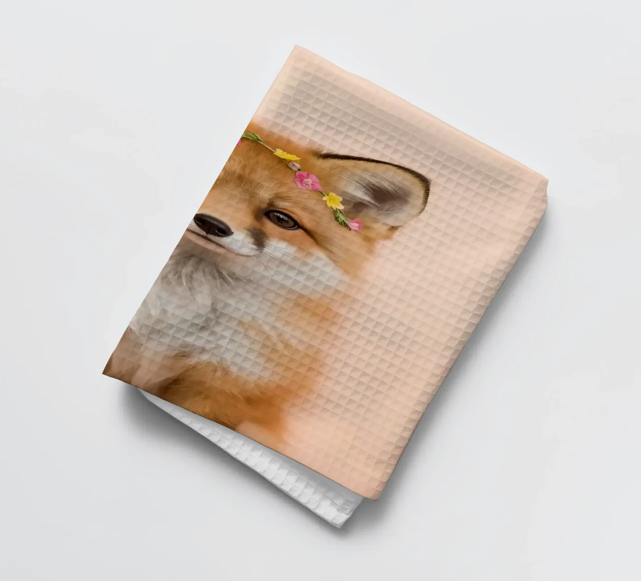 Portrait d'un renard avec une couronne de fleurs torchon de DesignDoodle