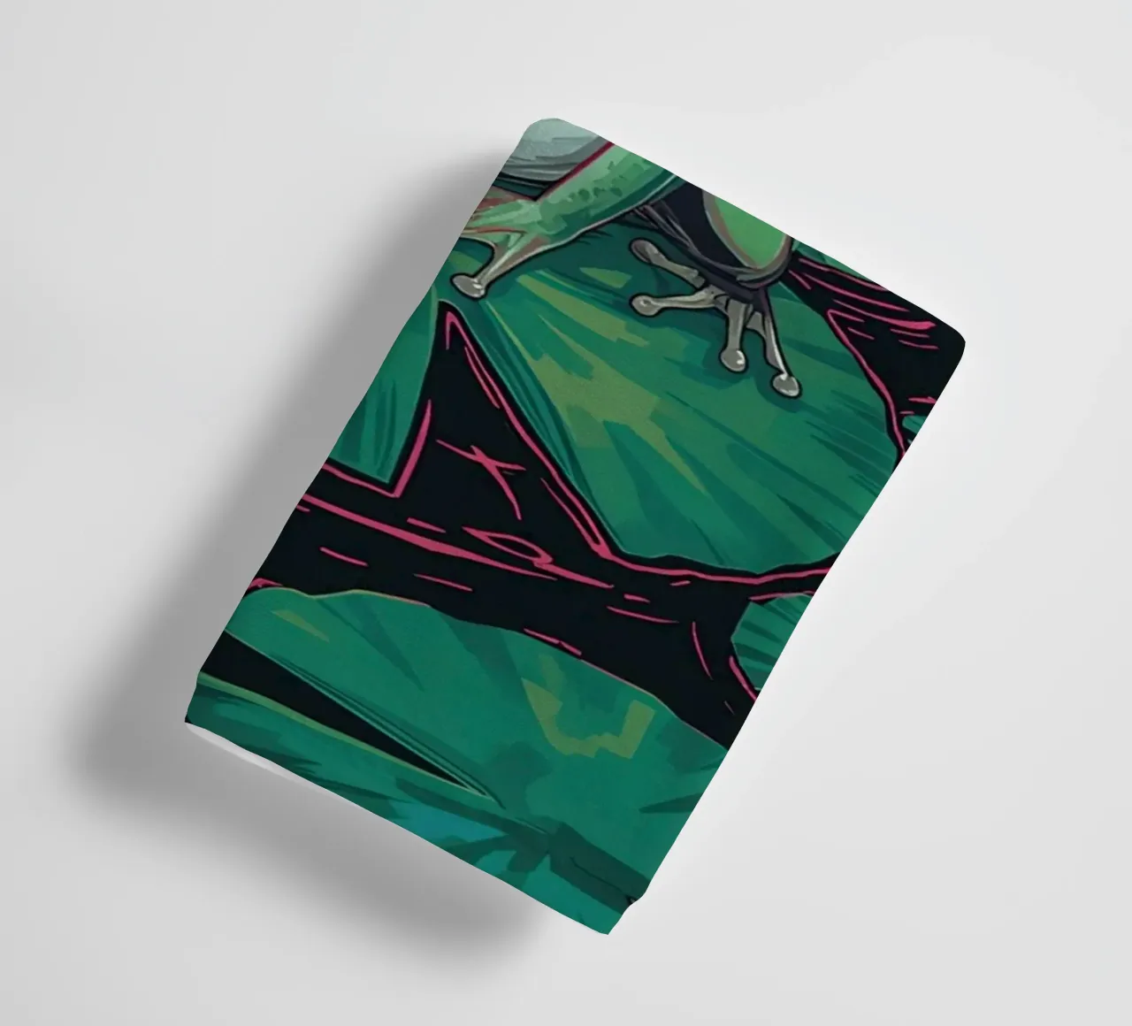 Frog on Lily Pad with Neon Circle Background towel by DesignDoodle