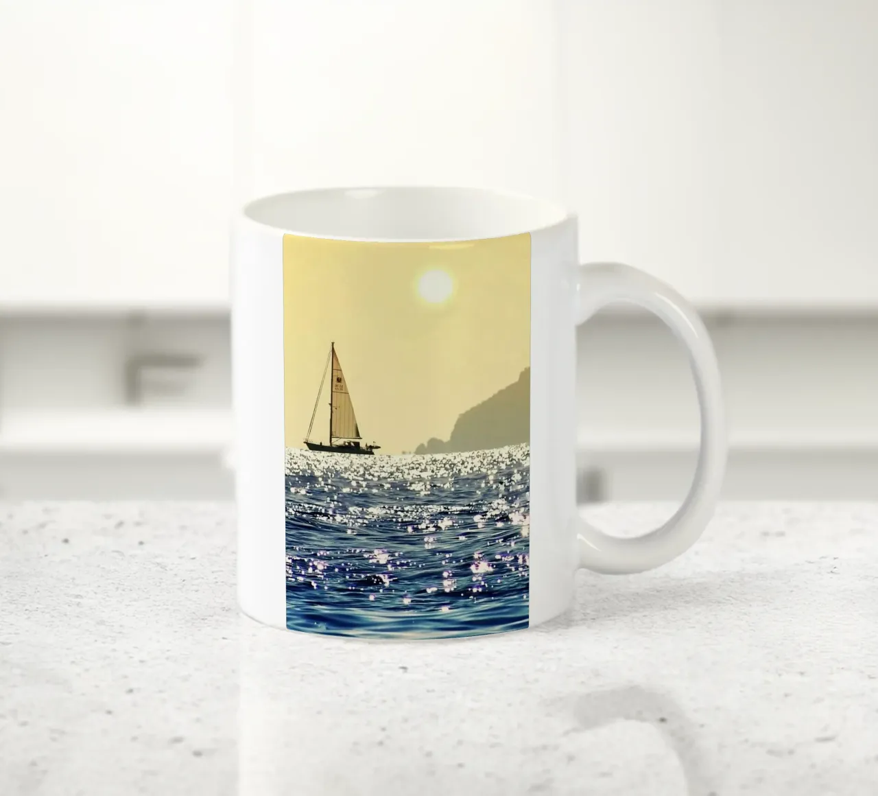boat on ocean calm tazza in ceramica da lifeline
