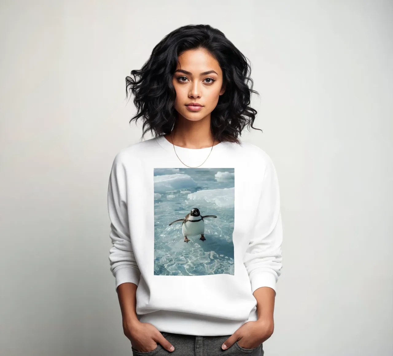 Pinguino Gentoo in piedi su una banchisa felpa da DesignDoodle