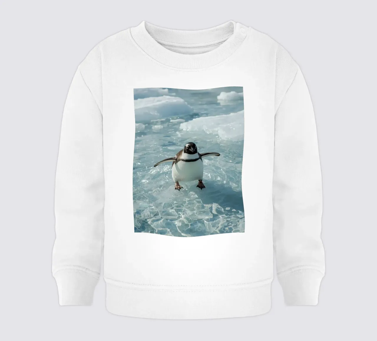 Pinguino Gentoo in piedi su una banchisa felpa neonato da DesignDoodle