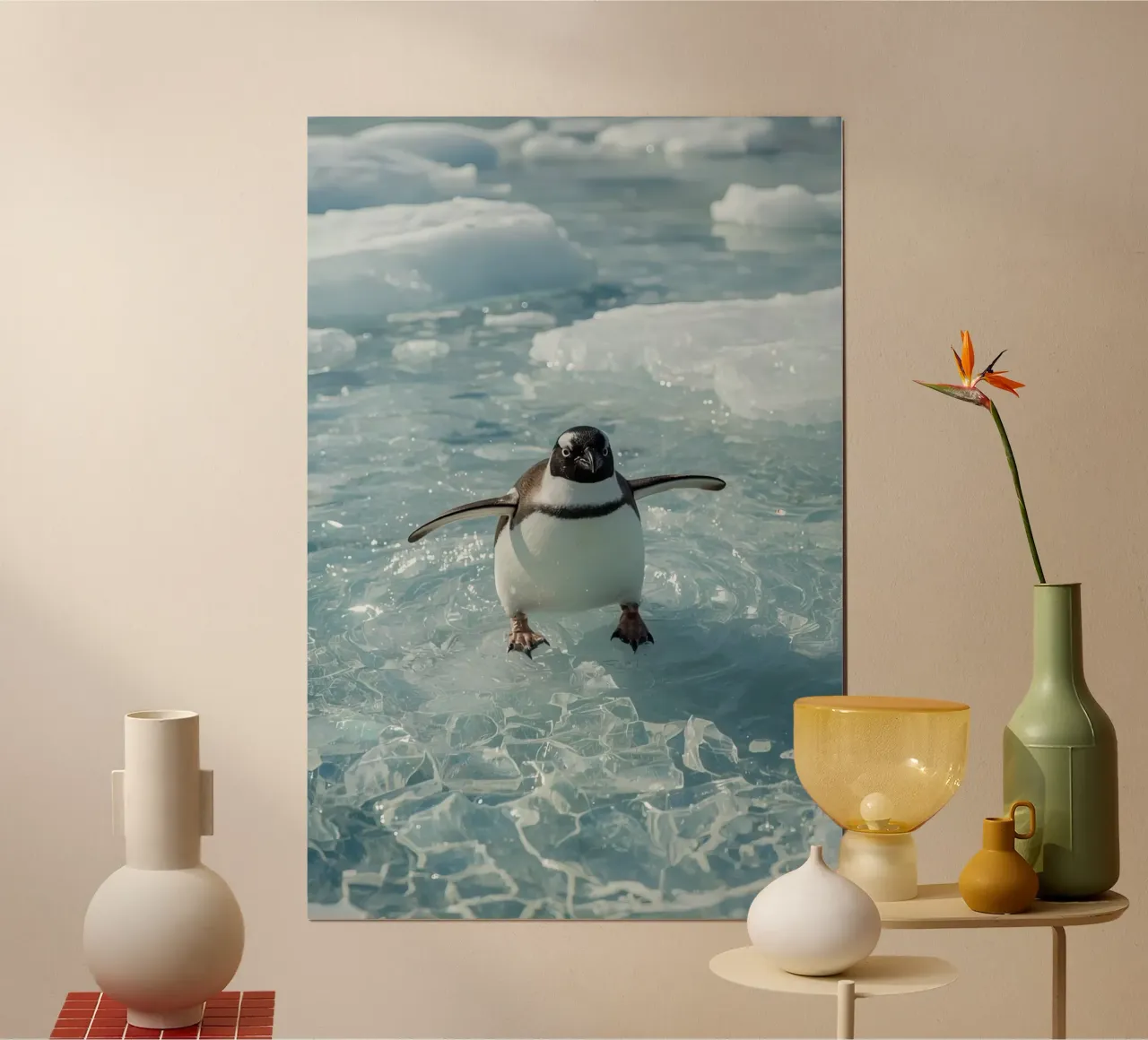 Pinguino Gentoo in piedi su una banchisa poster da DesignDoodle