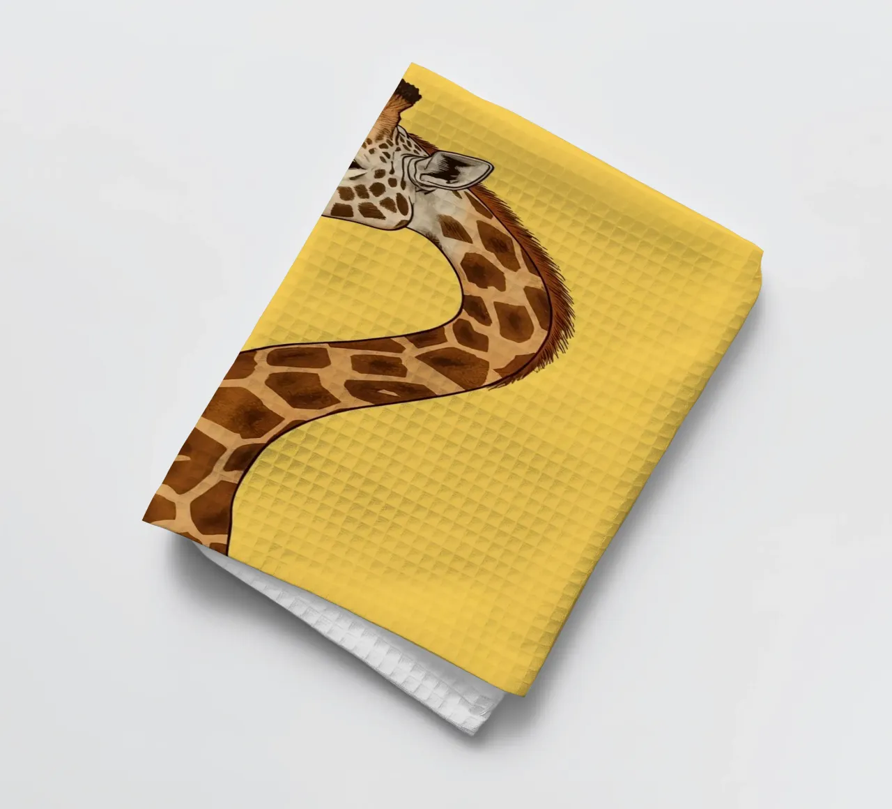 Girafe mangeant des spaghettis sur fond jaune torchon de DesignDoodle