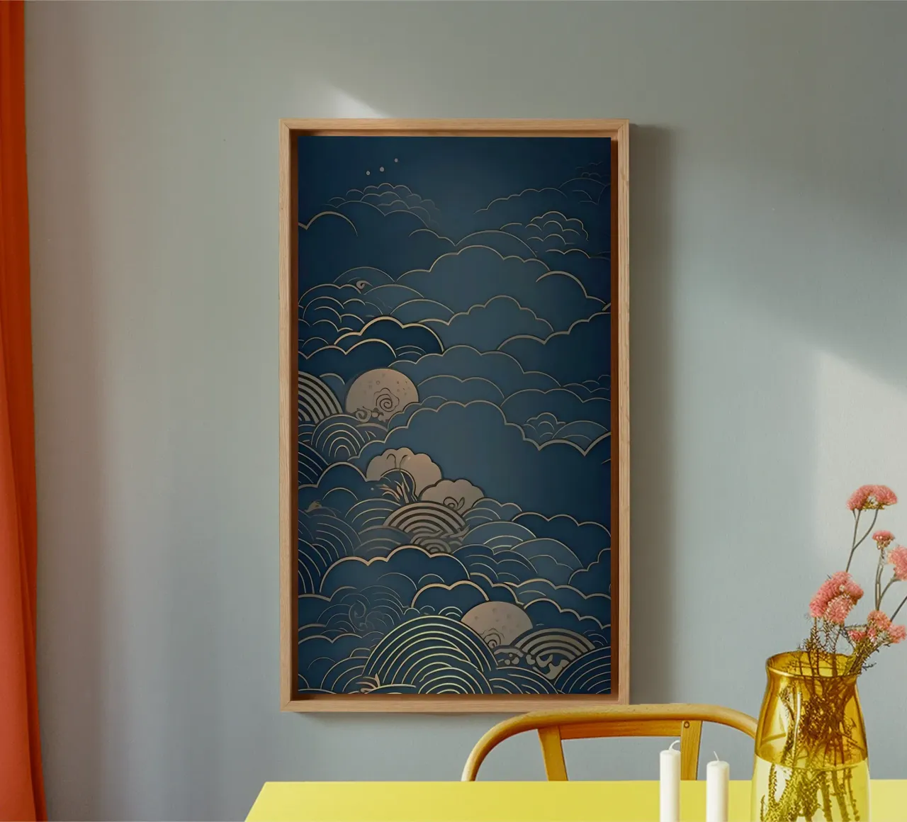 wave of cloud canvas tela con Cornice a cassetta da melts