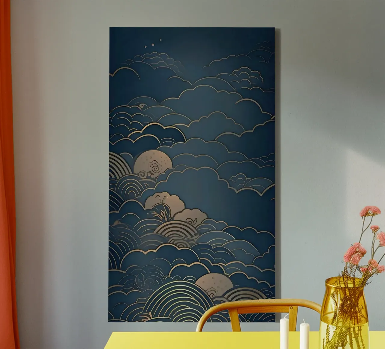 wave of cloud canvas tela con Cornice a cassetta da melts