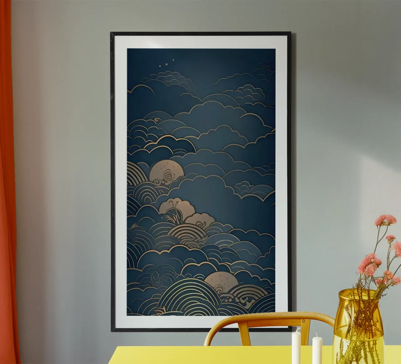 wave of cloud canvas poster con telaio in plastica da melts