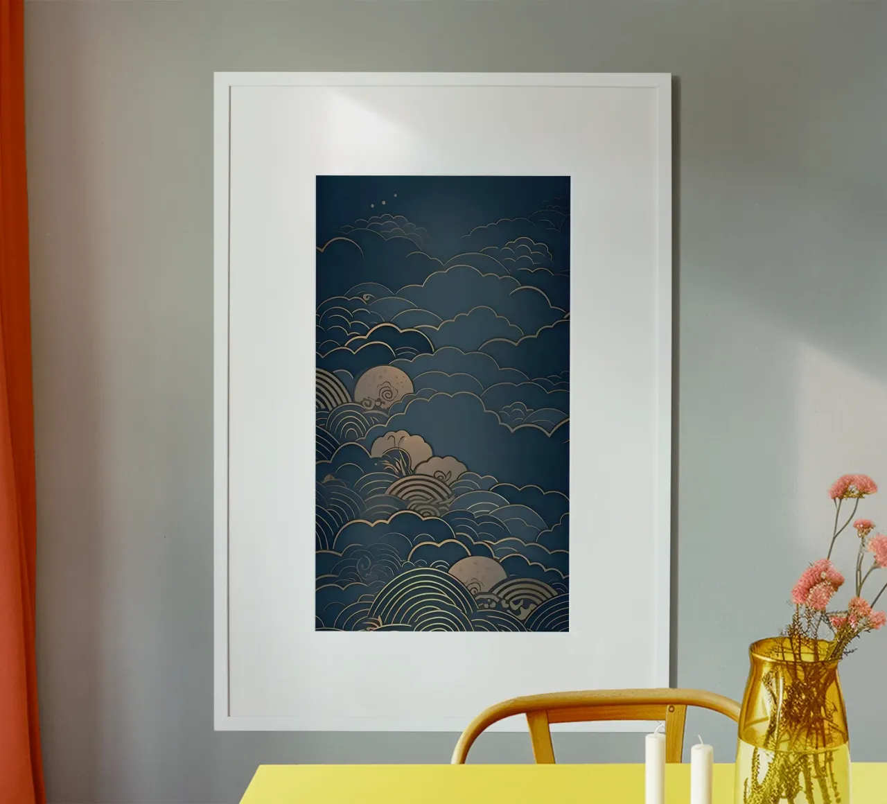 wave of cloud canvas poster con telaio in plastica da melts