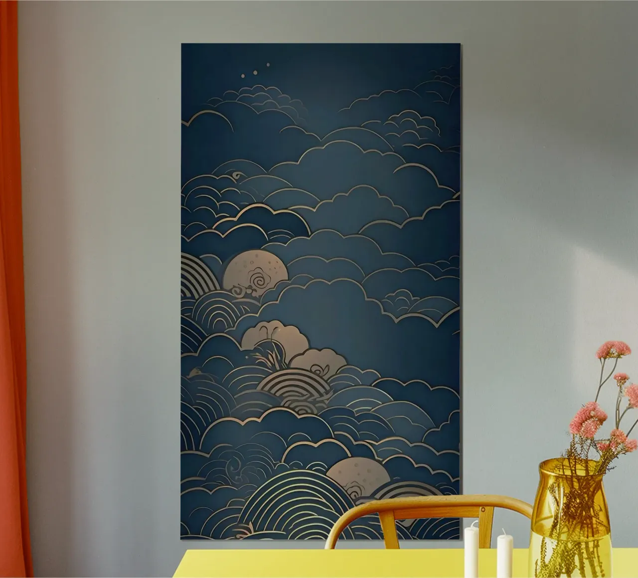 wave of cloud canvas poster con telaio in plastica da melts