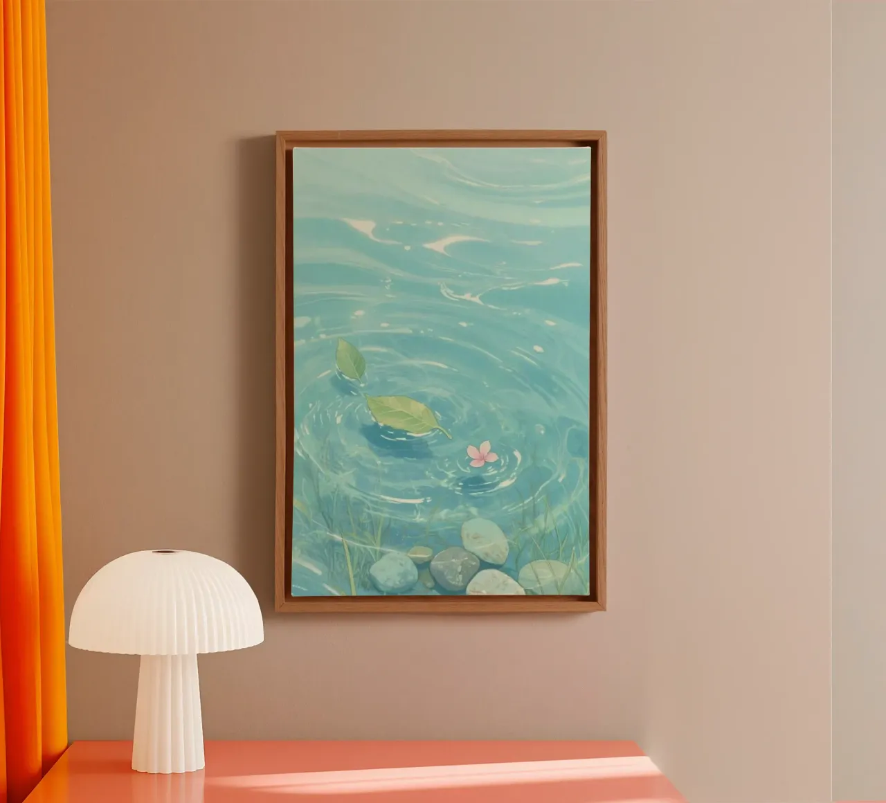 leaf flower on surface canvas met Baklijst van hamily