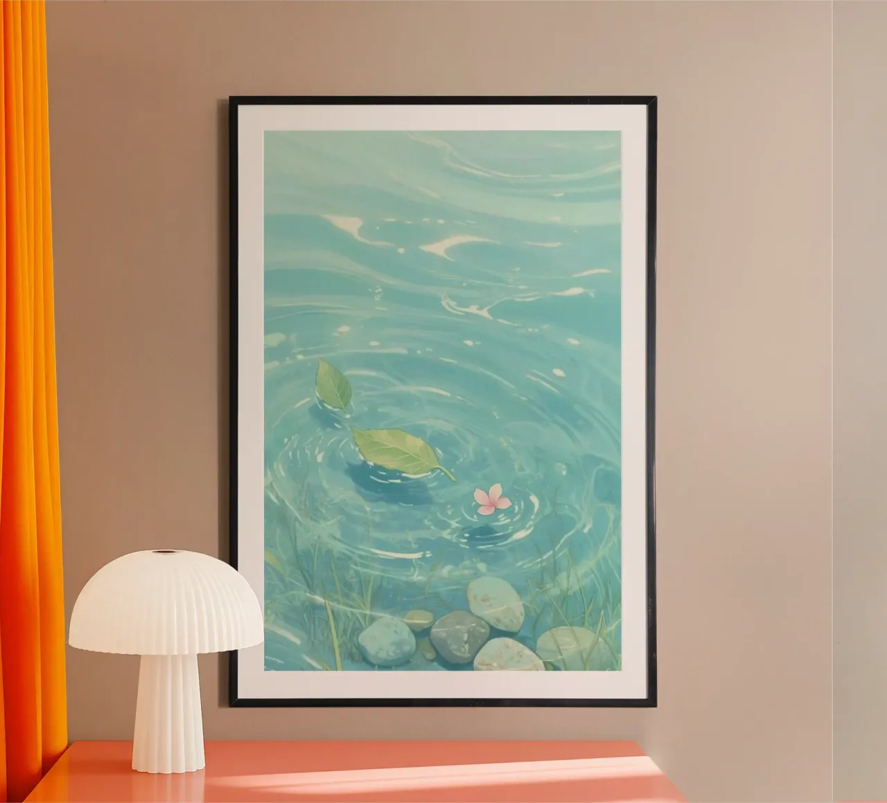 leaf flower on surface poster con telaio in plastica da hamily