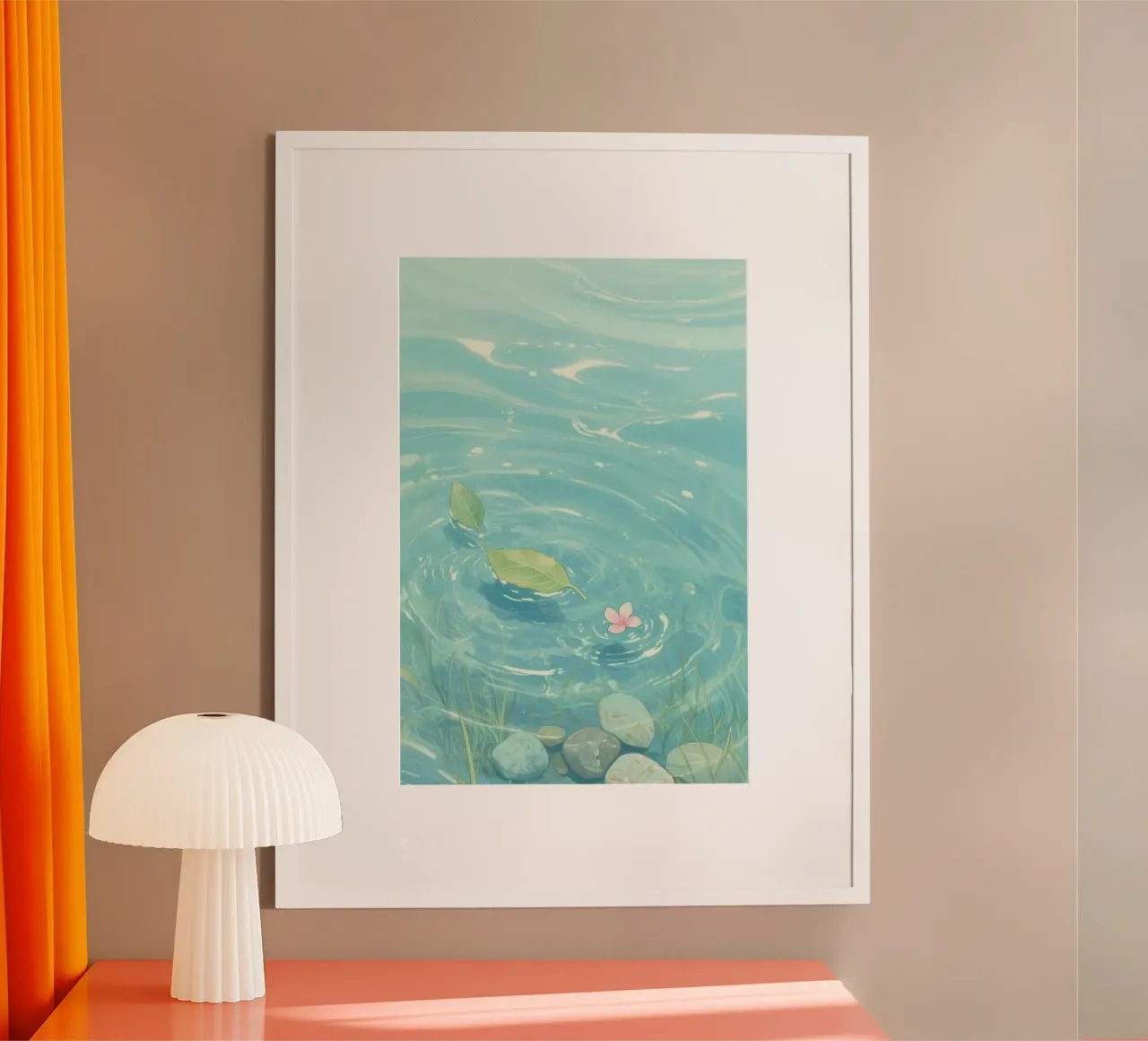 leaf flower on surface poster con telaio in plastica da hamily