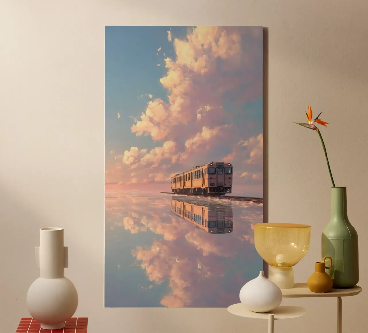 train reflection canvas met Baklijst van hamily
