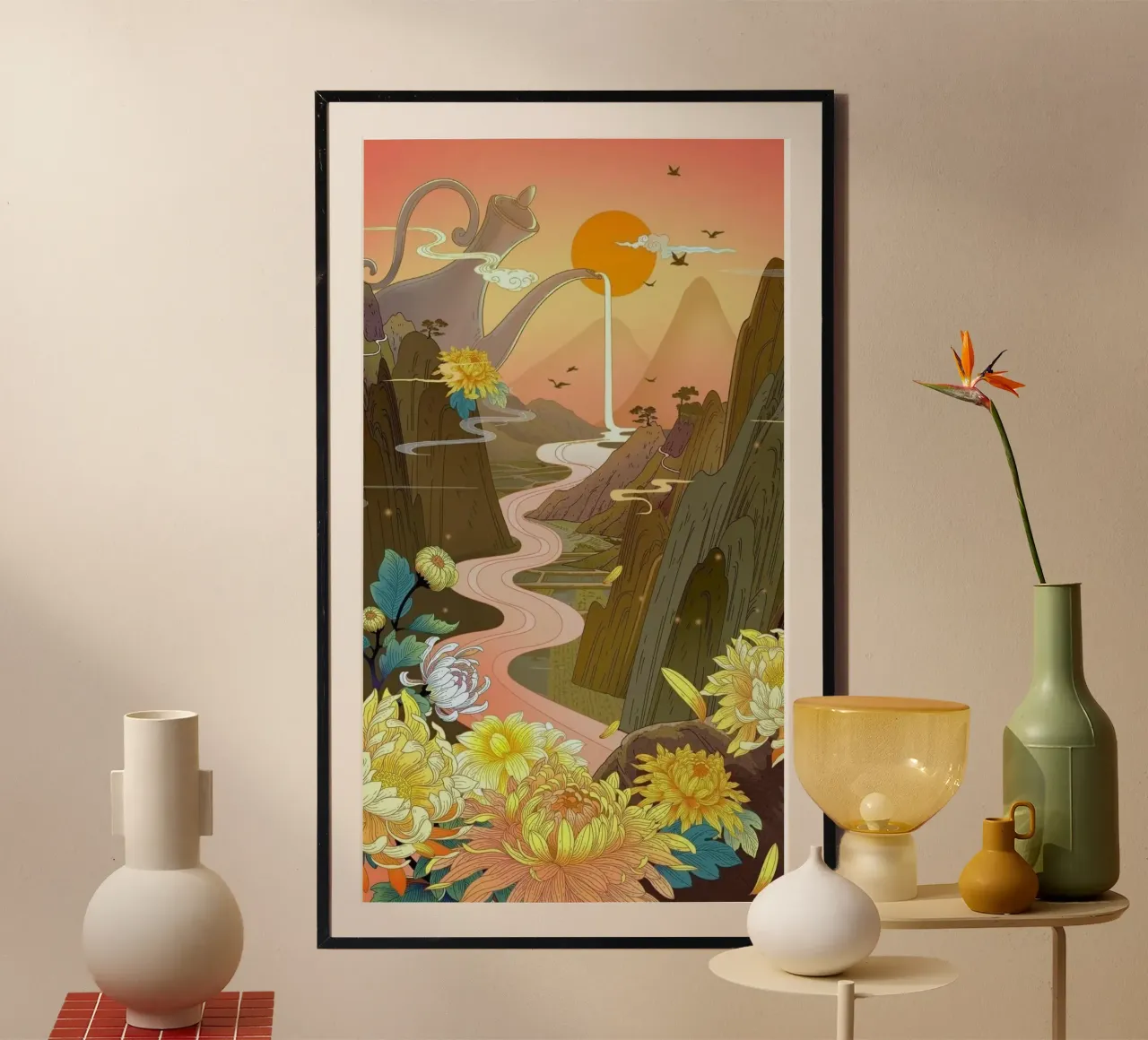 curve line to fairy poster con telaio in legno da melts