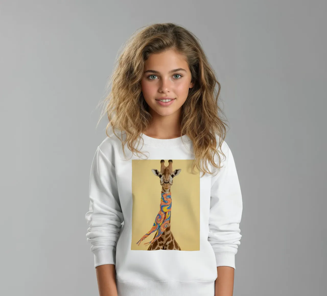 Giraffa con sciarpa a fantasia felpa bambino da DesignDoodle