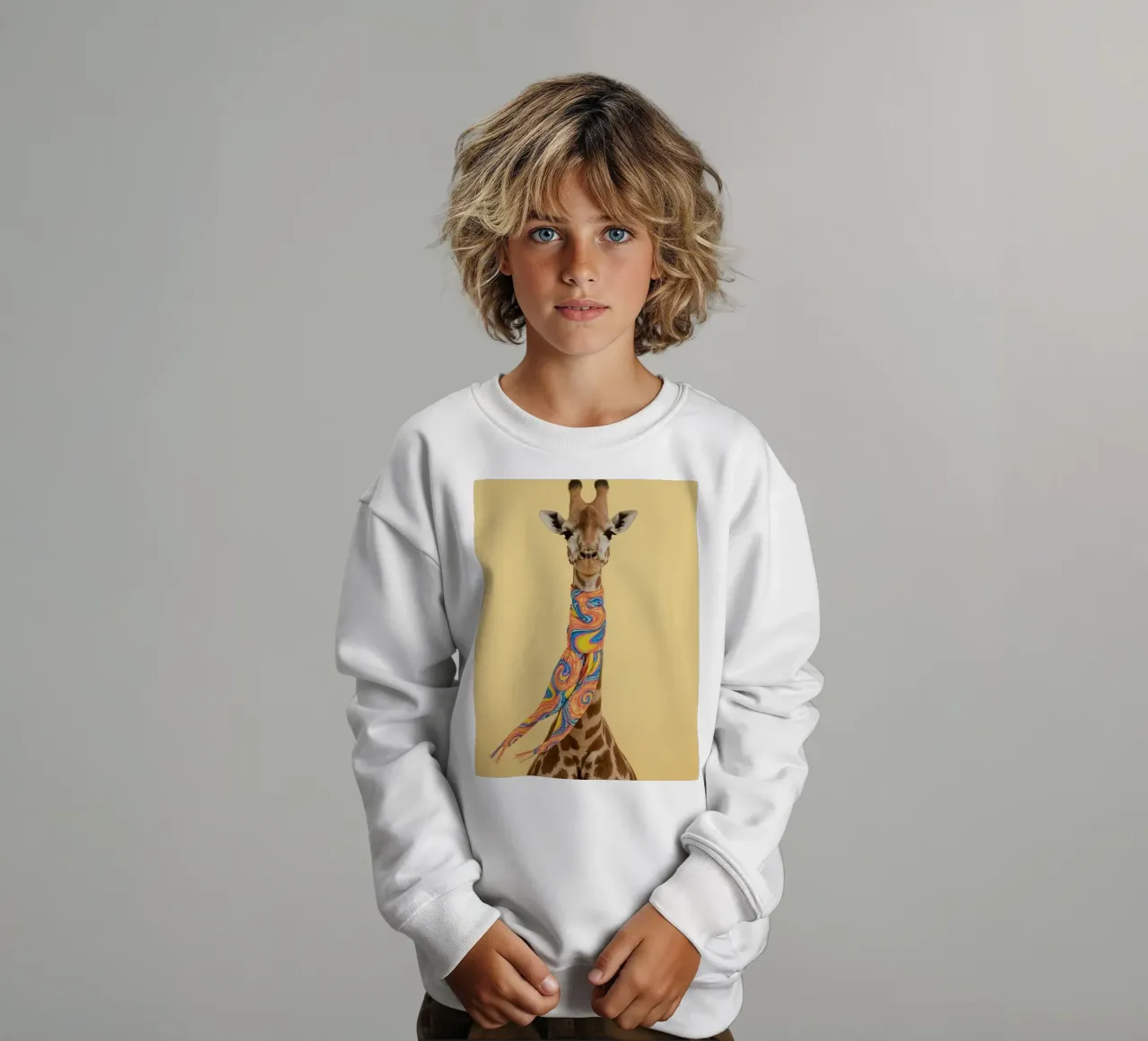 Giraffa con sciarpa a fantasia felpa bambino da DesignDoodle