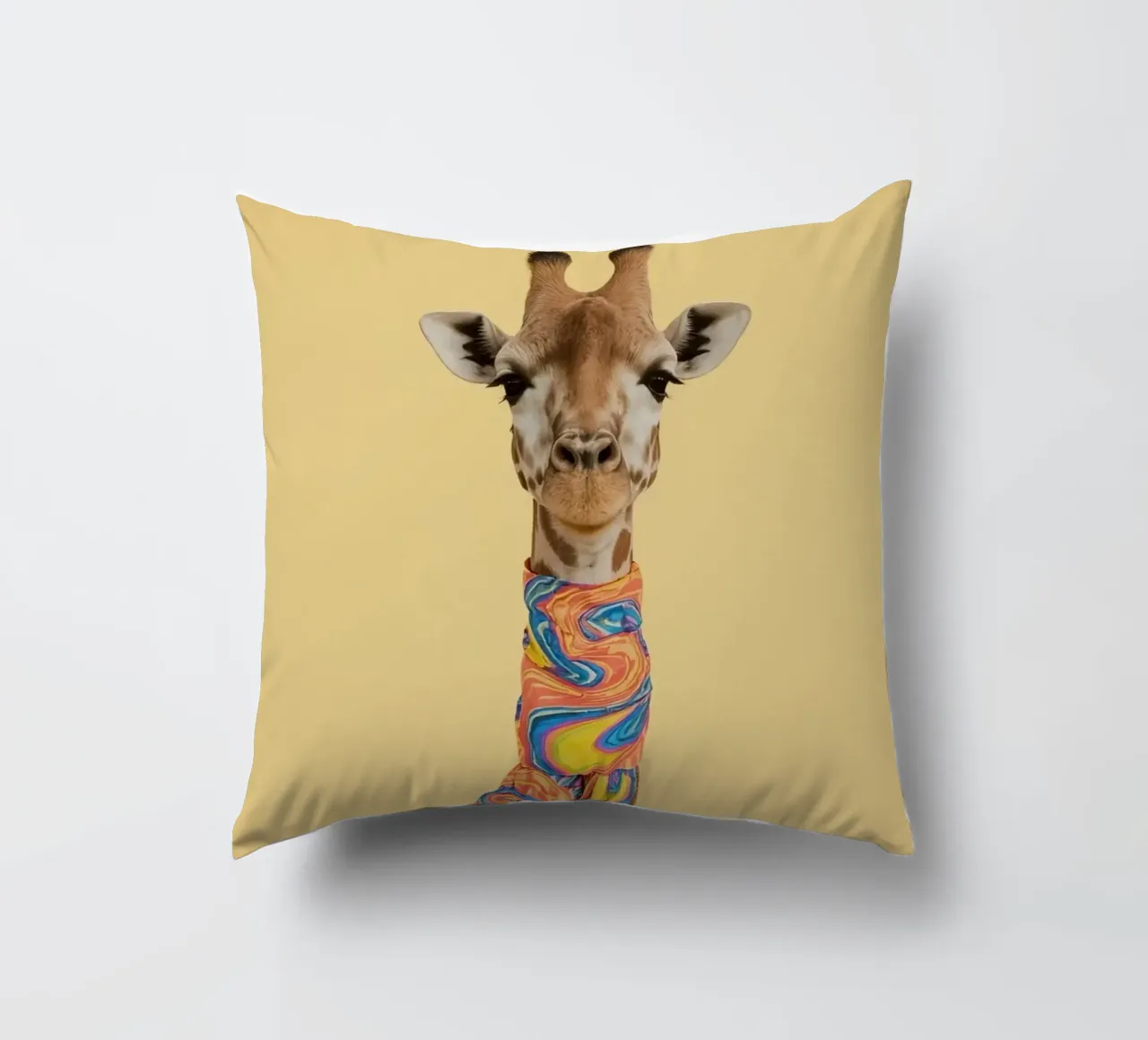 Giraffa con sciarpa a fantasia cuscino da DesignDoodle