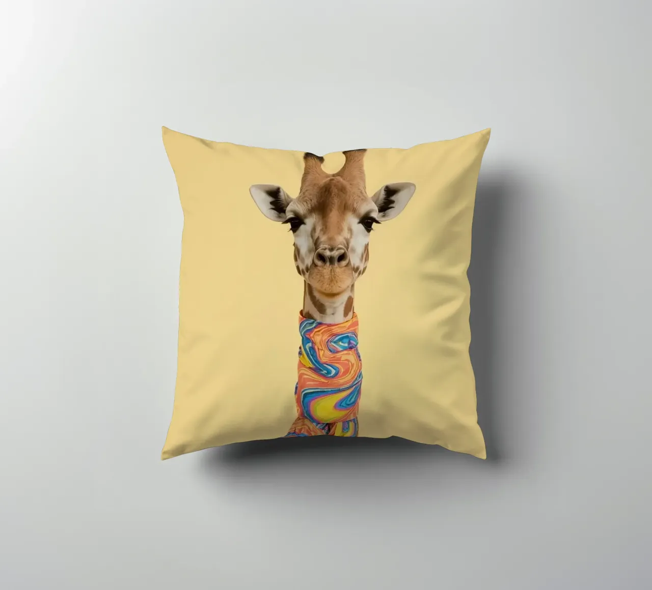 Giraffa con sciarpa a fantasia cuscino da DesignDoodle