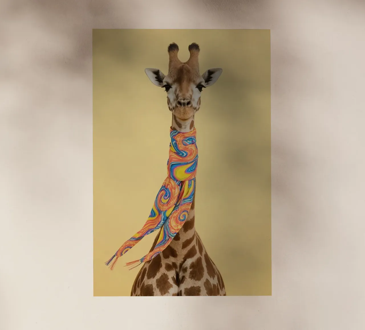 Giraffa con sciarpa a fantasia pellicola backlit da DesignDoodle