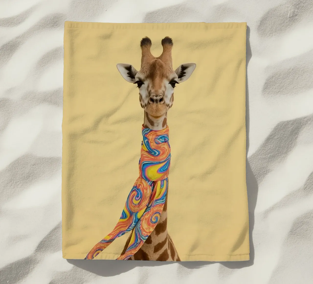 Giraffa con sciarpa a fantasia telo mare da DesignDoodle