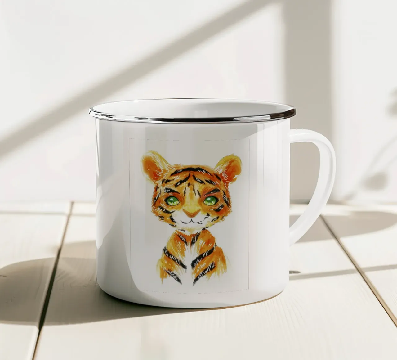 Ritratto ad acquerello di un cucciolo di tigre tazza in smalto da 🐹 BABY ART PRINTS