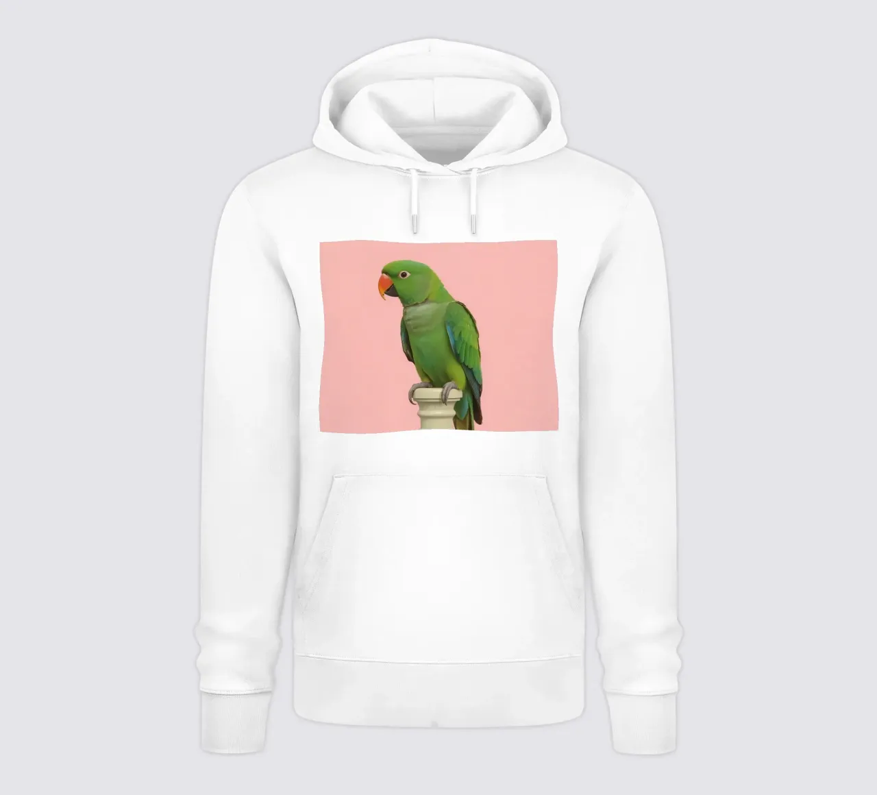 Pappagallo verde su palo a strisce bianche e rosse felpa con cappuccio da DesignDoodle