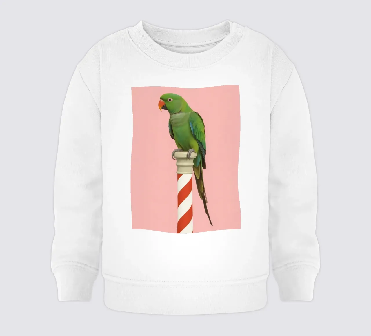 Pappagallo verde su palo a strisce bianche e rosse felpa neonato da DesignDoodle