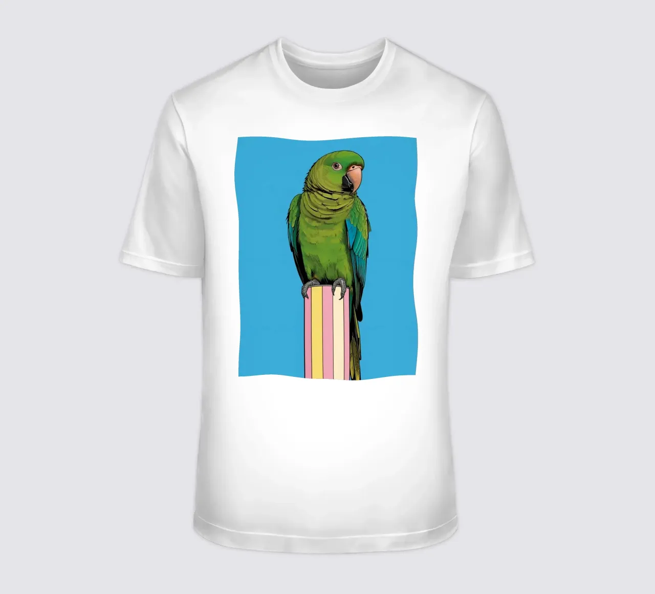 Pappagallo verde su colonna a righe t-shirt da DesignDoodle